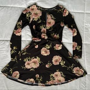 Lily Rose - Floral Long Sleeve Keyhole Mini Dress